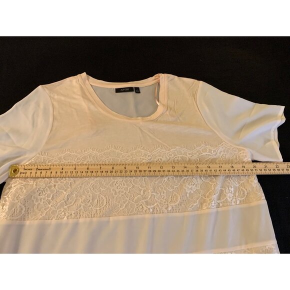 APT.9 Womens Cream Lace Trim T-Shirt Size Large - Picture 7 of 11